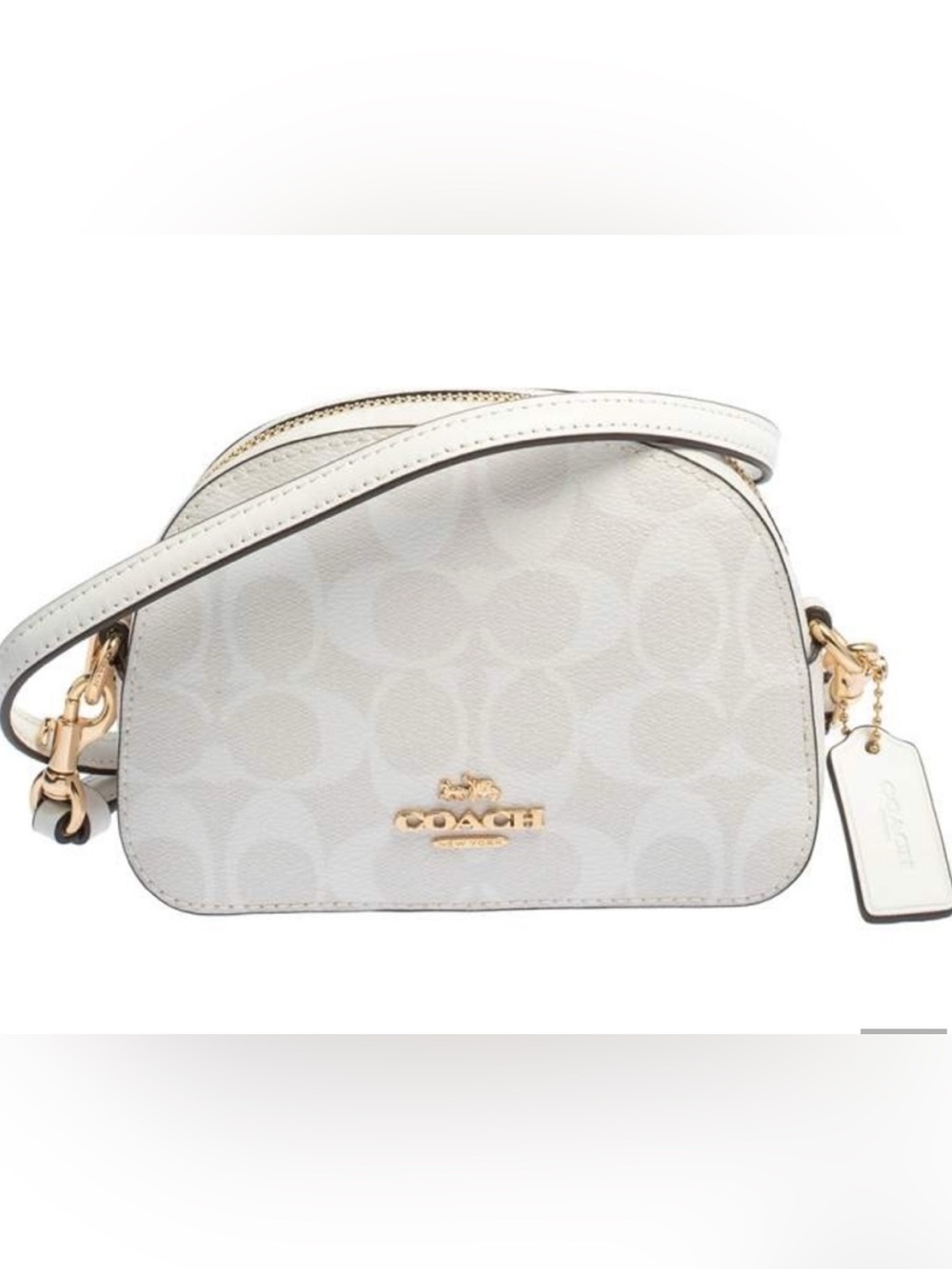 Coach Cream/White Signature Dome Crossbody with Gold Hardware